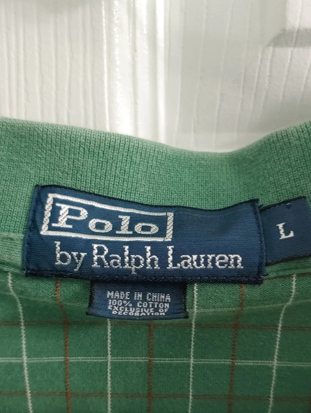 Vintage Polo Ralph Lauren Shirt Green Plaid Golf Polo Preppy Men's Size L